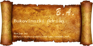 Bukovinszki Adrián névjegykártya